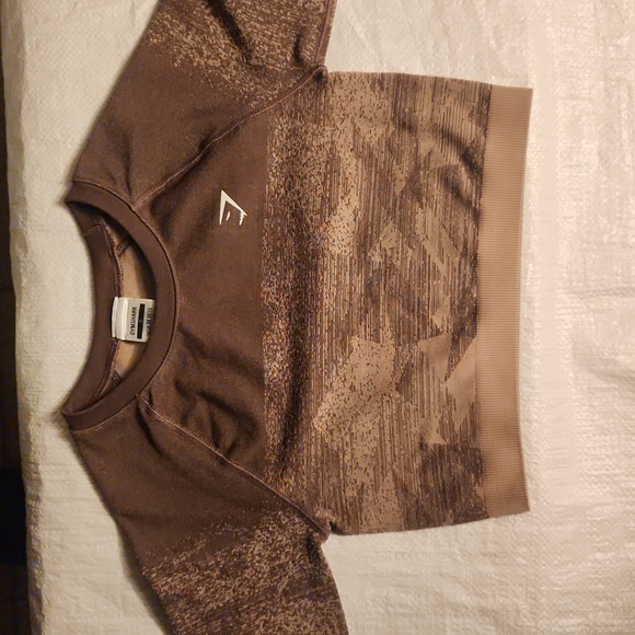 Gymshark long sleeve Crop Top Small & XS size Brown to Fade - Picture 3 of 5